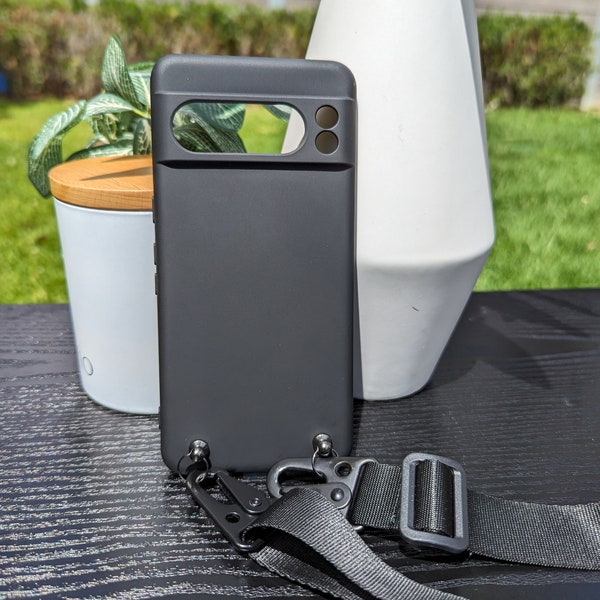 Google Pixel 8 Pro Crossbody Silicone Phone Case & Polyester Strap, Protective Phone Case, Unique Phone Case, Phone Case Strap