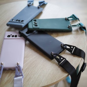 Google Pixel 6 crossbody siliconen telefoonhoesje en polyester band, beschermend telefoonhoesje, uniek telefoonhoesje, bandje telefoonhoesje