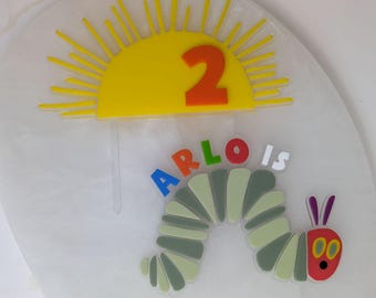 Very Hungry Caterpillar Themed Cake Topper - Acrylic