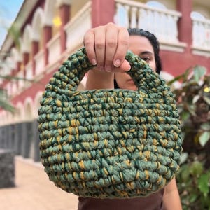 Chunky Bag, Handbag handmade, Summer bag, Statement Bag, Cute Handmade Gift, Chic bag Handmade Green Mustard Yellow Chunky Crochet Mini Bag
