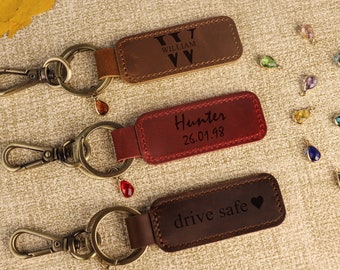 Personalized Leather Keychain with Birthstone,Anniversary Gift,Customized Keychain, Engraved Leather Key Chain, Birthday Gift,Gifts for Mom.