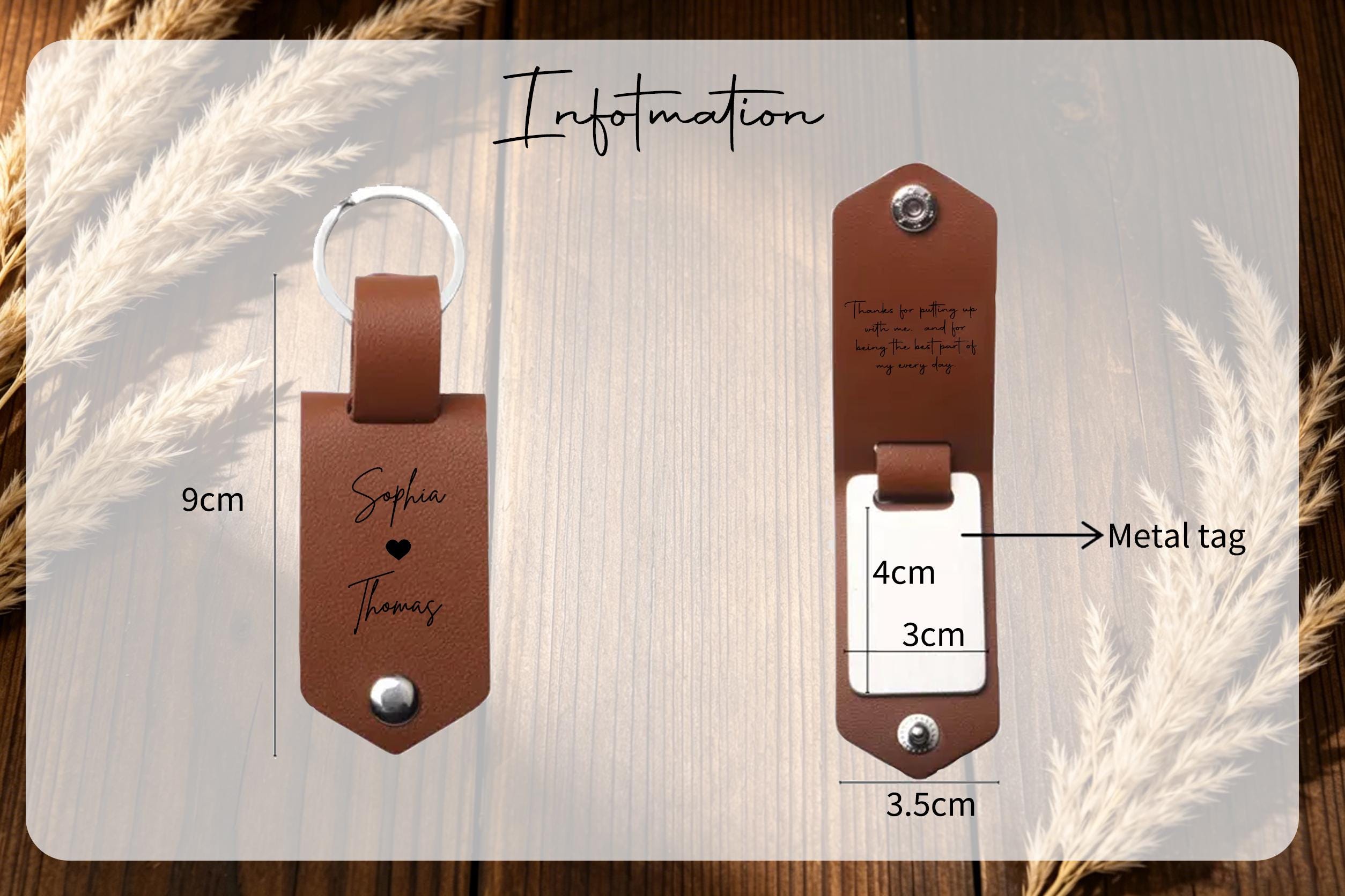 Personalized Mens Leather Keychain With Photo,metal Tag Photo Keychain ...