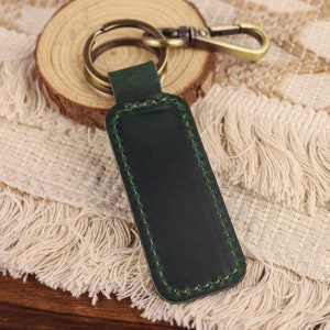 Personalized Leather Keychain,Anniversary Gift,Customized Keychain, Engraved Leather Key Chain, Groomsmen Gift, Birthday Gift Green