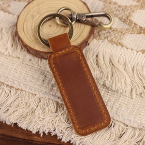 Personalized Leather Keychain,Anniversary Gift,Customized Keychain, Engraved Leather Key Chain, Groomsmen Gift, Birthday Gift Brown