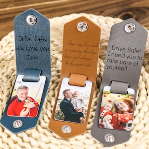 Schlüsselanhänger aus Leder mit Foto und Text, personalisierter Schlüsselanhänger für Männer, Jubiläumsgeschenk, neues Vatergeschenk, Vatertagsgeschenk, Weihnachtsgeschenk