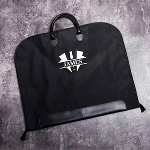 Bolsa de tela Oxford bordada personalizada, bolsa para traje con letras, bolsa para ropa con asa de cuero, regalo para padrinos de boda, bolsa para traje con nombre personalizada para regalo de padrinos de boda