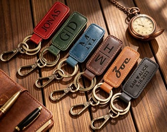 Llavero personalizado, llavero de cuero grabado, llaveros personalizados para mamá y papá, regalo de Navidad para él, regalo para la mejor amiga para ella.