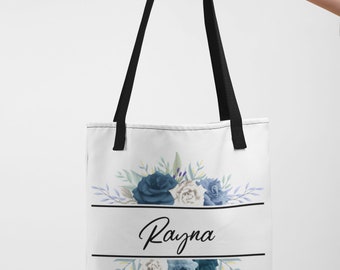 Personalized Tote Bag, Custom Tote Bag, Wedding Tote Bag, Flower Tote Bag, JW Gift, Teacher Gift Bag, Bridesmaid Gift Bag, MaidofHonor Gift
