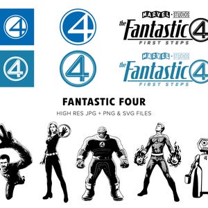 Fantastic Four SVG Bundle - High Quality Clipart - Human Torch - The Thing - Mister Fantastic - Invisible Woman - Digital Download