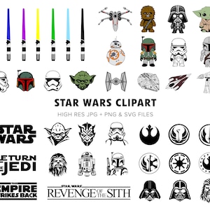 Star Wars - 40+ hochwertige SVGs - Star Wars Bundle - Star Wars Clipart - Darth Vader SVG - Yoda SVG - Mandalorian SVG - Digital Download