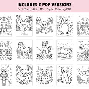 100 Animal Coloring Pages – Printable Coloring Book for Kids – Woodland ...
