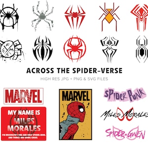 Spiderman - Across the Spider Verse Logos - 20 High Quality SVG/JPG/PNG - Bundle - Miles Morales - Spider-Verse - Clipart - Digital Download