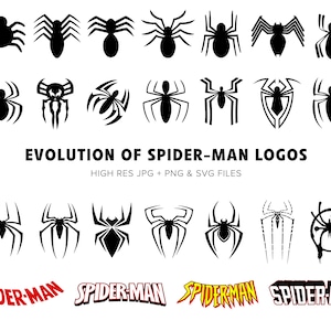 Spiderman - Logos SVG - Evolution of Spider-Man - 40+ High Quality SVGs - Spider Man Clipart - Across the Spider-Verse - Digital Download