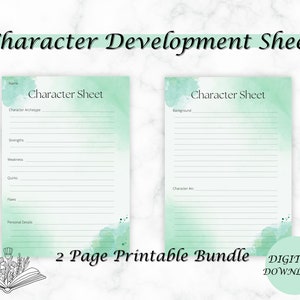 Character Planning Sheet for Authors and Writers, Character Development Sheet for Fanfiction Fanfic Authors, Develop Characters for Writing