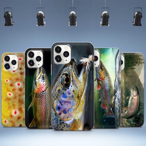 Forelle Handytasche Fliegenfischen Angler Hülle Für iPhone 16 15 14 13 12 11 X Für Samsung Galaxy S25 S24 S23 FE S22 S21 S20 GooglePixel 9 Pro XL
