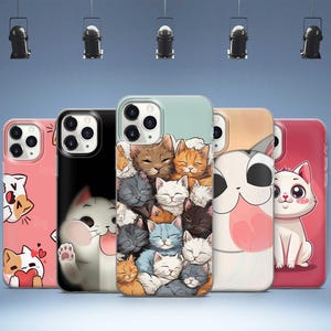 Kat Telefoon Geval Voor iPhone 16 15 14 13 12 11 X Anime Samsung Galaxy Case S25 S24 S23 S22 S21 S20 Cartoon Kitty Pixel Telefoon Case
