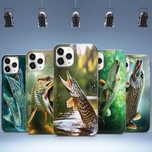 Angeln Riesen Hecht Handytasche für iPhone 16 15 14 13 12 11 X für Samsung Galaxy S25 Ultra S24 Plus S23 FE S22 S21 S20 GooglePixel 9 Pro XL