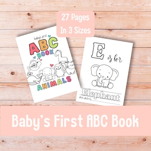 Libro Ospiti ABC Modificabile per Baby Shower • Gioco di Carte da Colorare • Ricordo Alfabeto Animali per Neonato