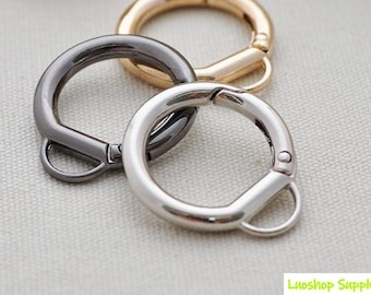 4 st. 25 mm fjäderringkarbinhake, rund fjäderring, delad nyckelring, fjäder-O-ring med ögla, cirkulära fjädertryckringar, innermått 2,5 cm SR-005