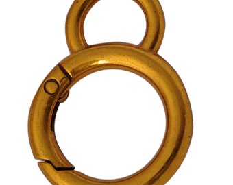 4 Stück Federring Verschluss mit Haken, runder Federring Karabiner, geteilter Schlüsselring, Kreis Feder Push Gate Ringe Antik Gold SR-030