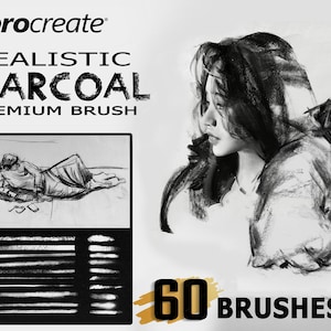 60 Realistic Charcoal Procreate Brushes for Digital Artist, Digital Painting, Realistic Pencil Sketch Brushes