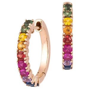 925 Rainbow Sapphire Huggie Earrings • Small Hoop Earrings • Perfect Boho Gemstone Earrings •Summer Earrings • Birthday Gift for Her