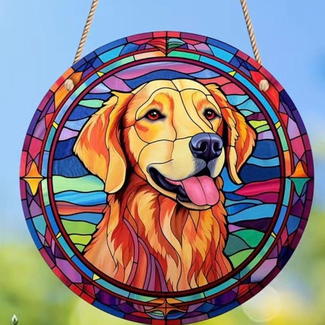 Dog Golden Retriever Stained Glass Ornament Sun Catcher - Etsy