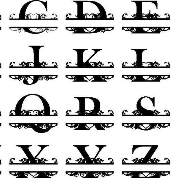 Split Monogram SVG/DXF/PNG, Split Monogram Alphabet, Family Name Monogram, Digital Download, Cut File, Engraving File, 26 svg/dxf/png files