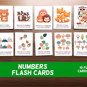 Numbers Flash Cards Printable, Preschool Counting Flash Cards, Animals Number Flash Cards, Montessori Numbers Learning Flash Cards, PDF