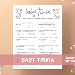Baby Shower Trivia Game, Baby Shower Printable Game, Trivia Questions Baby, Shower Games Girl, Shower Games Boy, Baby Shower Party Game Card