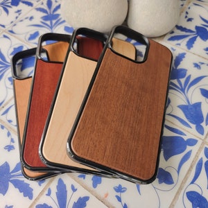 Personalized Engraving iPhone15 Pro Max Wood Style Phone Case, Natural Real Wood Engraved Your Custom Text Logo, Unique Gift for Your Love