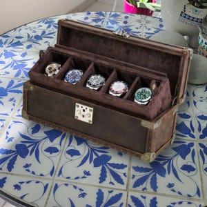 Personalized Engraving Cowhide Leather Luxury Watch Case Organizer Classic Real Leather Custom Watch Box Case Boyfriend Girlfriend Gift