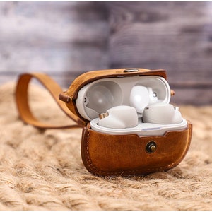Personalized Engraving Cowhide Leather WF-1000XM4 WF1000XM4 Headphones Case Custom Sony WF-1000XM5 WF1000XM5 Earphones Earbuds Cover