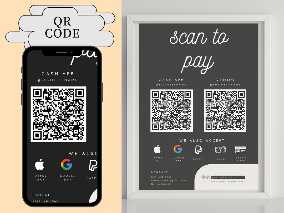 QR Code QR Codes Sign QR Code Sign Business Scan to Pay - Etsy