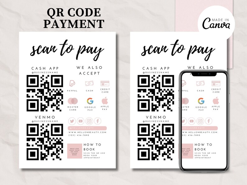 QR Code QR Codes Sign QR Code Sign Business Scan to Pay - Etsy