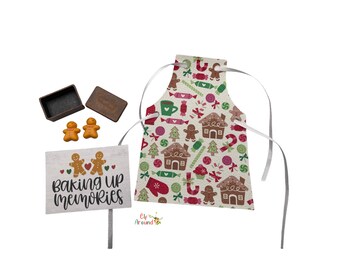 Apron & Gingerbread Cookies for Elf | Elf Apron | Cookies for Elf | Elf Bakery | Elf Food | Food for Elf | Elf Props | Elf Accessories