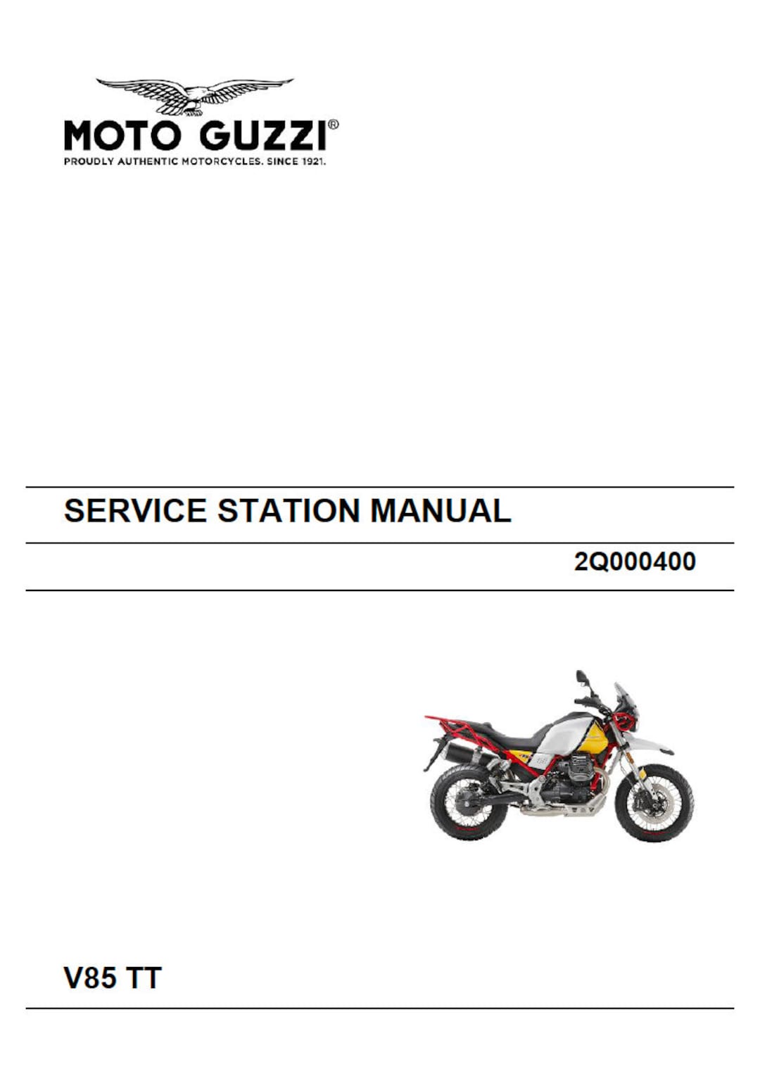 Moto Guzzi V85TT Service Repair Manual Etsy