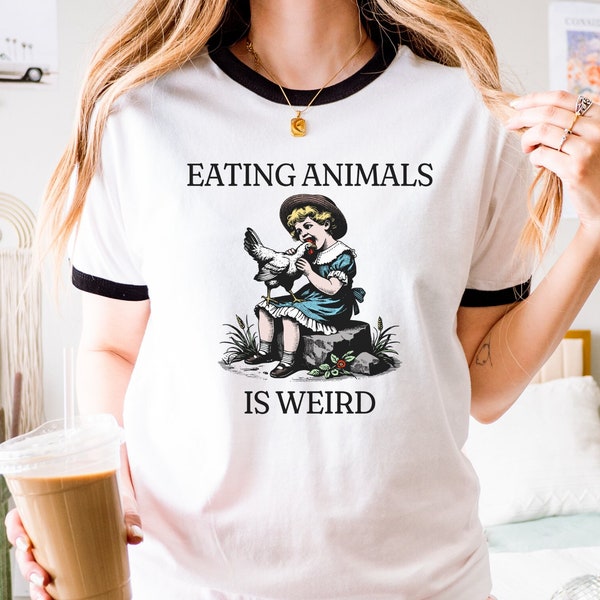 Eating Animals Is Weird Shirt Eat Plants Live Animals Retro Ringer Tee Eat More Plants Shirt Vegan T Shirt Vegan Vibes Dietitian Shirts Cute