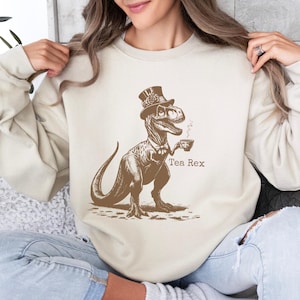 T-Rex Lover Tea Sweater T Rex Funny Gift Funny Tea-Shirt Pun-Lovers Dinosaur Sweater Friendly Puns Word Humor Gift Joke Dinosaur Crewneck