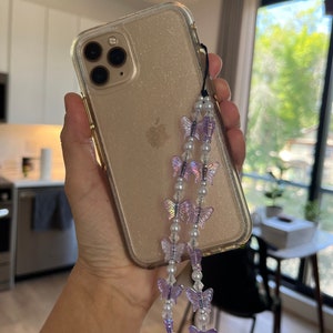 Schmetterling Anhänger - Handgemachter Schmetterling Perlen Schlüsselbund/Telefon Anhänger - zierlicher chunky niedlicher Kawaii Perlen Anhänger - ästhetisches Geschenk für sie