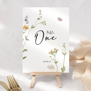 Meadow Wildflower Garden Table Number / Wedding Floral Stationery Card / Dreamy Spring Sign / Handgemaakte Boho / Flower Shower Decor Signage
