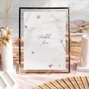 Dreamy Wildflower Garden Table Number / Floral Wedding Stationery Card / Dreamy Spring / Handmade Pressed Boho Flower Shower Table Sign