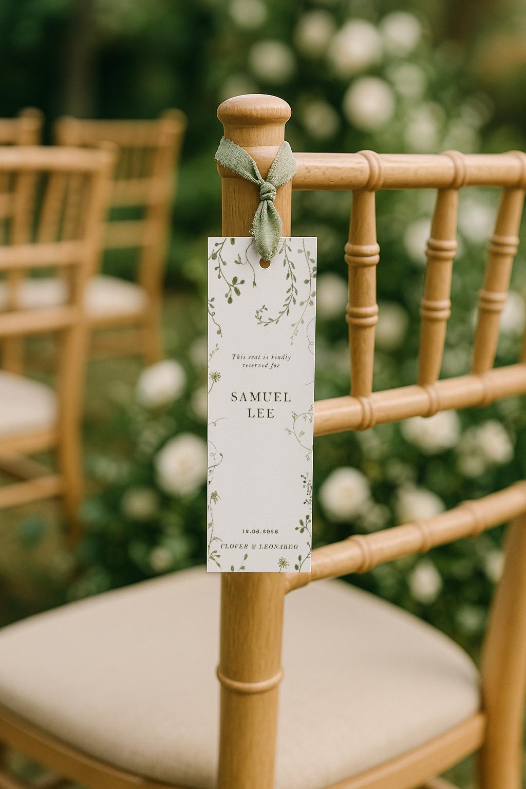 Personalised Wedding Reserved Chair Tags With Custom Ribbon | Ceremony ...