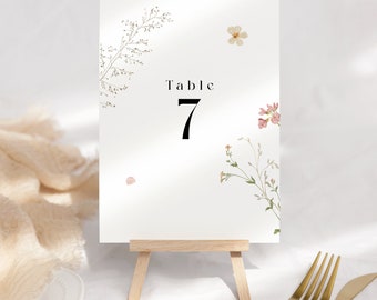 Pressed Wildflower Table Number / Floral Wedding Stationery Card / Dreamy Spring / Handmade Boho Flower Shower Bundle / Meadow Garden Sign