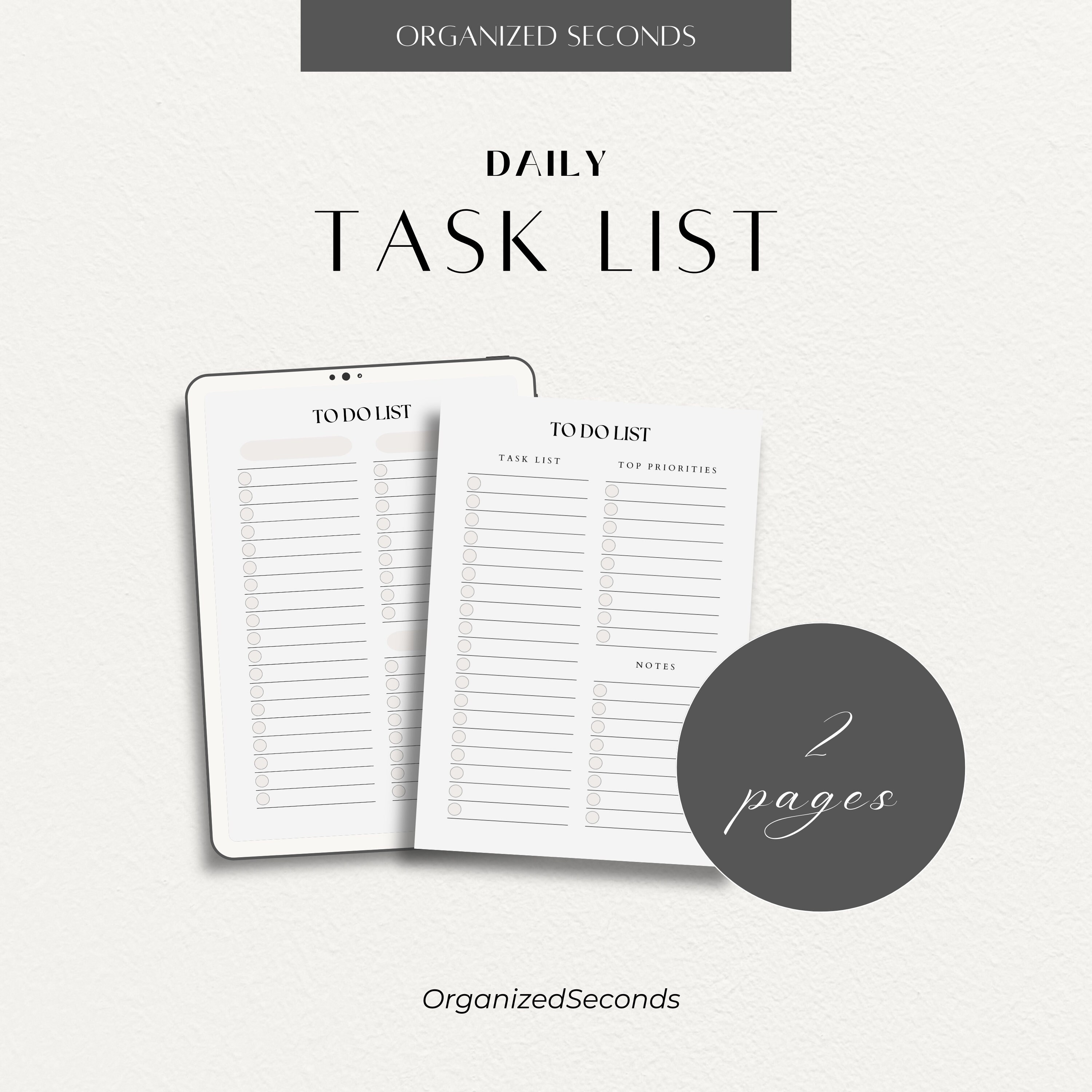 Daily to Do List Printable, Task Lists, Instant Download, Productivity ...