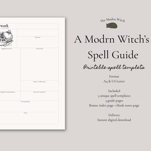 Guía de hechizos de brujas modernas · Plantilla de hechizo · Archivo digital · Formato imprimible A4 y carta · Brujería · PDF descargable