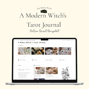 Diario dei Tarocchi delle Streghe Moderne per Notion · Modello di diario dei Tarocchi Digitale · Strumento di letture e riflessioni guidate sui Tarocchi per le Streghe