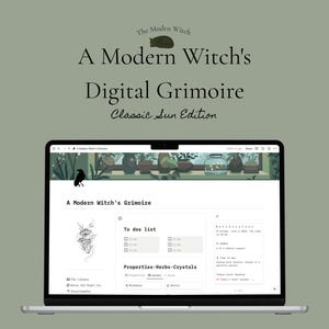Modern Witch's Book of shadows · Digital Grimoire  · Notion Templet  · Witchy aesthetic · Spell Book · Crystals · Herbal magic
