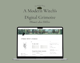 Modern Witch&#39;s Book of shadows · Digital Grimoire  · Notion Templet  · Witchy aesthetic · Spell Book · Crystals · Herbal magic