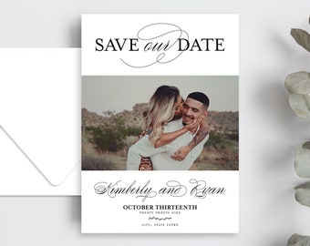 Kimberly - Minimalist Wedding Save the Date, printed wedding save the date with envelopes, semi-custom